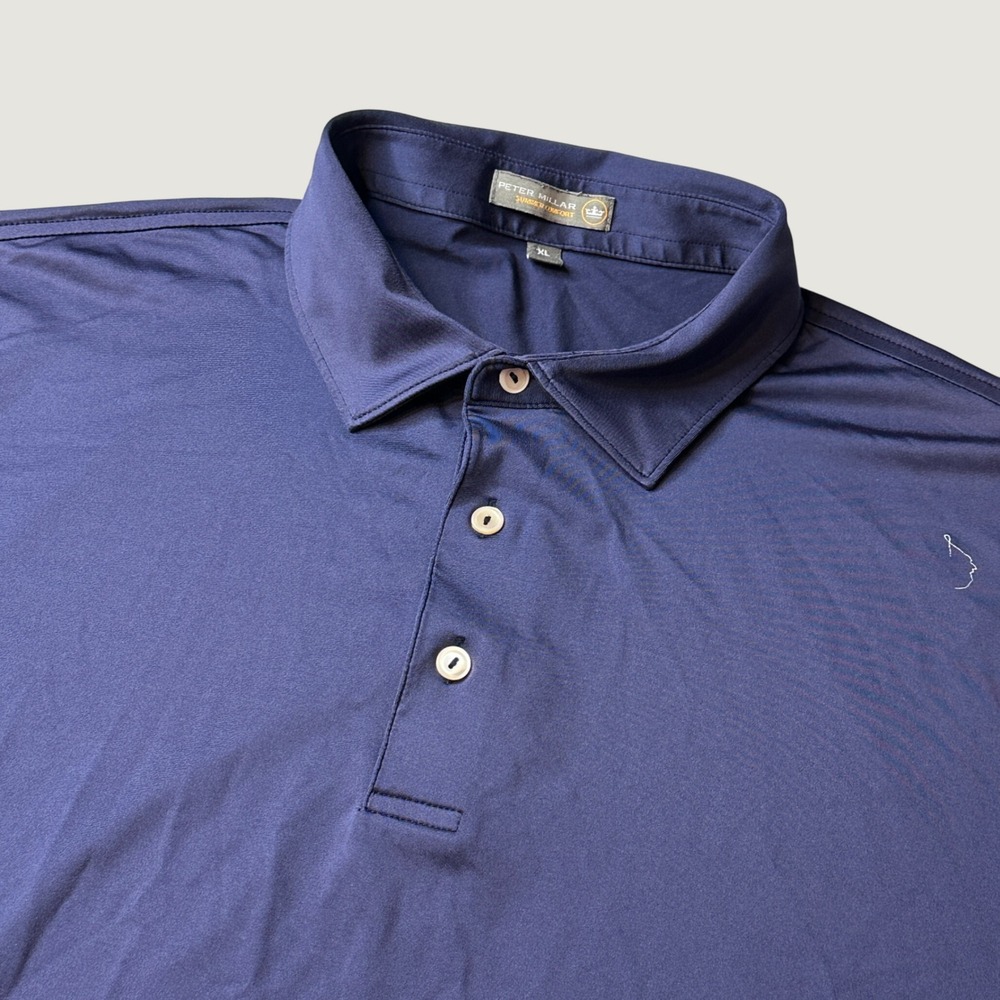 Peter Millar Polo Shirt Mens XL Summer Comfort Navy Blue MF17EK01S Stretch